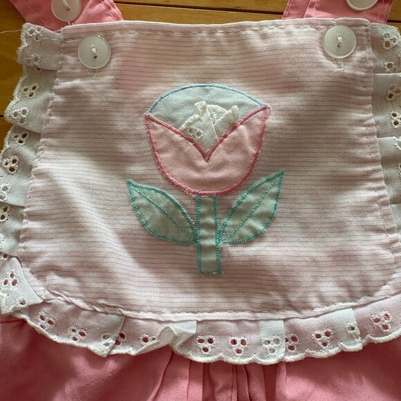 Vintage Baby Girl Bloomer Romper Playsuit Light Pink 90s Embroidered Zellers - Picture 3 of 7